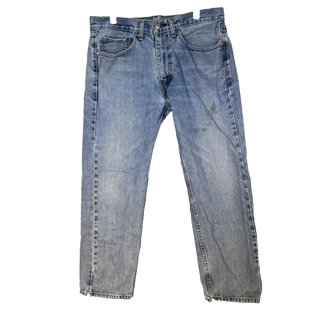 Levis 505 Jeans Mens 34x28 Blue Light Wash Regular Fit Straight Stretch